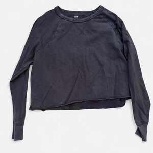 Aerie Lightweight Cropped Charcoal Baggy Crewneck